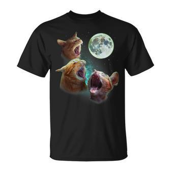Three Orange Tabby Cats Howl At Moon 3 Wolfs Parody T-Shirt - Monsterry CA