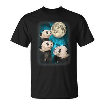 Three Pandas Howling At The Moon 3 Panda Galaxy Parody T-Shirt - Thegiftio UK