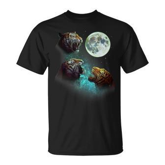 Three Tigers Howl At Moon 3 Wolfs Wolves Parody T-Shirt - Monsterry