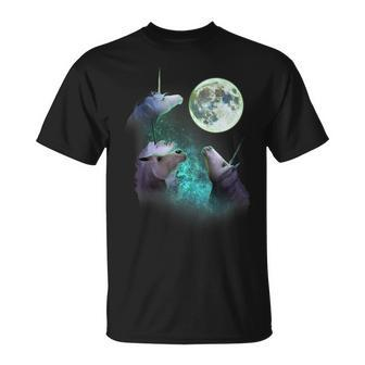 Three Unicorns Howl At Moon 3 Wolfs Wolves Parody T-Shirt - Monsterry UK
