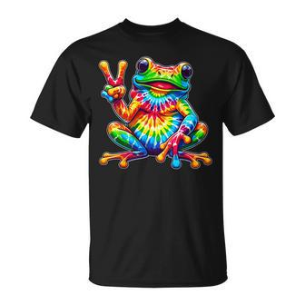 Tie-Dye Frog Peace Sign Hippie T-Shirt - Seseable