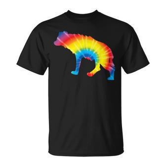 Tie Dye Hyena Rainbow Print Hyaena Animal Hippie Peace T-Shirt - Monsterry