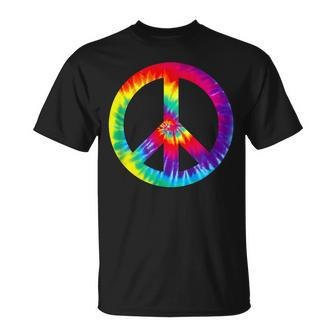 Tie Dye Peace Sign T 60S 70S Hippy Costume T-Shirt - Monsterry