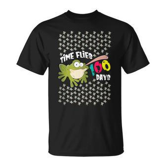 Time Flies 100 Days Teacher Student Frog Fly School T-Shirt - Monsterry CA
