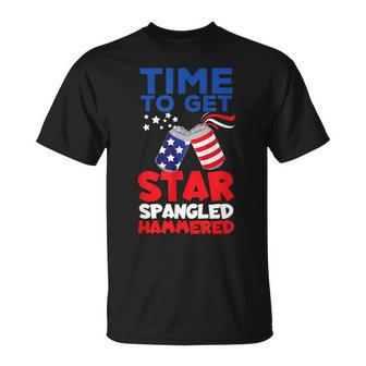 Time To Get Star Spangled Hammered America Beer Cans T-Shirt - Monsterry