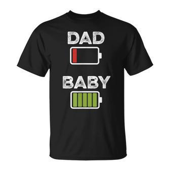Tired Dad Low Battery Baby Full Charge T-Shirt - Monsterry AU