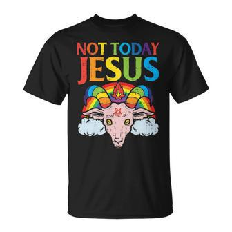 Today Not Jesus Satan Goat Satanic Rainbow Satanism T-Shirt | Mazezy