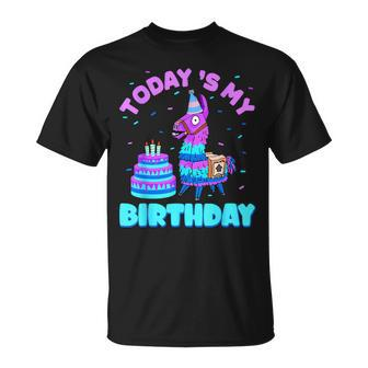 Todays My Birthday Llama Birthday Party Decorations Boys Kid T-Shirt - Seseable