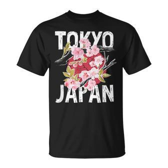 Tokyo Japan Sakura Cherry Blossom On Japan Red Sun T-Shirt - Monsterry AU