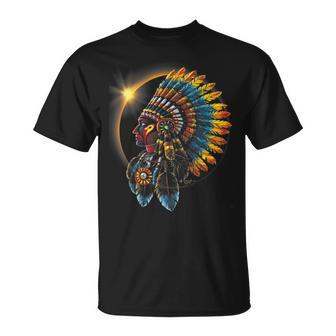 Total Eclipse Native American Indian Traditional Head Dress T-Shirt | Mazezy UK
