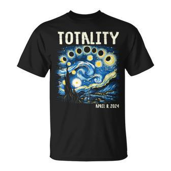 Total Solar Eclipse 2024 40824 Starry Night Painting T-Shirt - Seseable