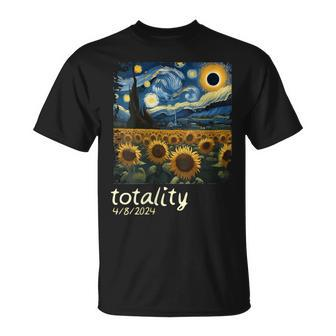 Total Solar Eclipse 2024 40824 Starry Night Painting Women T-Shirt | Mazezy
