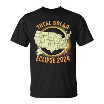 Total Solar Eclipse 2024 American Us Map Colorful T-Shirt - Monsterry UK