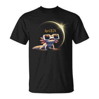 Total Solar Eclipse 2024 Axolotl In Astronomy Glasses T-Shirt | Mazezy DE