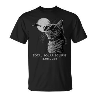 Total Solar Eclipse 2024 Cat With Glasses April 8 Totality T-Shirt | Mazezy