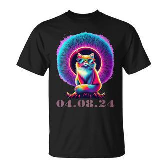 Total Solar Eclipse 2024 Cat Wearing Glasses Cat Lovers T-Shirt - Thegiftio UK