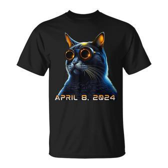 Total Solar Eclipse 2024 Cat Wearing Solar Eclipse Glasses T-Shirt - Thegiftio UK