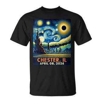 Total Solar Eclipse 2024 Chester Illinois Starry Night T-Shirt - Thegiftio UK