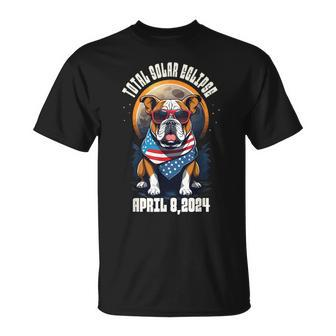 Total Solar Eclipse 2024 Frenchie Bulldog Dad Usa Flag T-Shirt - Seseable