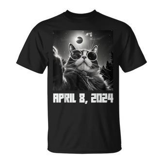 Total Solar Eclipse 2024 Cat Selfie With Totality T-Shirt - Monsterry