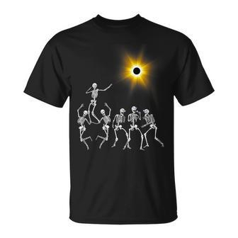 Total Solar Eclipse 2024 Dancing Skeleton T-Shirt | Mazezy