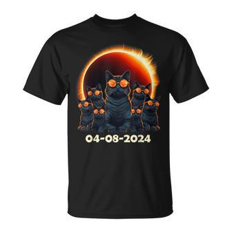 Total Solar Eclipse 2024 Group Of Cats Wearing Sunglasses T-Shirt - Monsterry DE