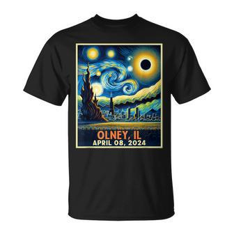 Total Solar Eclipse 2024 Olney Illinois Starry Night T-Shirt | Mazezy