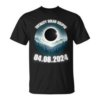Total Solar Eclipse 2024 Path Of American Mountains View Ar T-Shirt - Monsterry