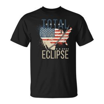 Total Solar Eclipse 2024 Path Of Totality Usa Map Event T-Shirt | Mazezy