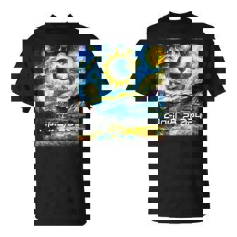 Total Solar Eclipse 2024 Starry Night Painting Van Gogh T-Shirt - Thegiftio