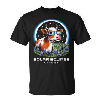 Total Solar Eclipse 2024 Texas Bluebonnet Cow Totality Cute T-Shirt | Mazezy
