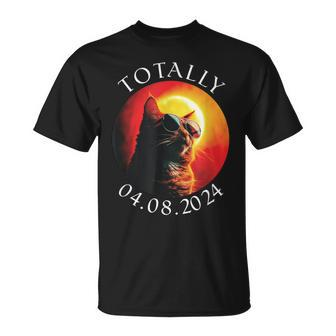 Total Solar-Eclipse 2024 Totally 04 08 2024 Cat Eclipse T-Shirt - Thegiftio UK