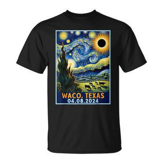 Total Solar Eclipse 2024 Waco Texas Van Gogh Starry Night T-Shirt | Mazezy