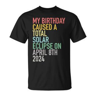 Total Solar Eclipse 4-8-2024 April 8Th Birthday Astrology T-Shirt | Mazezy UK