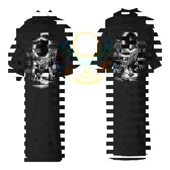 Total Solar Eclipse April 2024 Alien Cat Camping Outdoors T-Shirt - Thegiftio