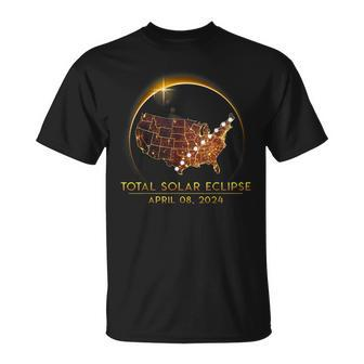 Total Solar Eclipse April 8 2024 America Map Totality T-Shirt - Seseable