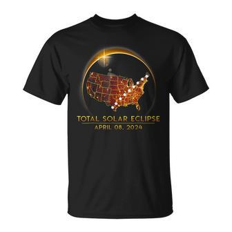 Total Solar Eclipse April 8 2024 America Map Totality T-Shirt - Monsterry
