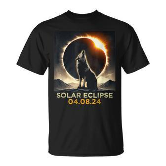 Total Solar Eclipse April 8 2024 America Wilderness Wolf T-Shirt | Mazezy