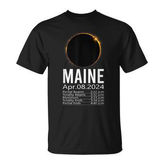 Total Solar Eclipse April 8 2024 Maine Schedule Time T-Shirt | Mazezy