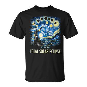 Total Solar Eclipse April 8 2024 Van Gogh Starry Night T-Shirt | Mazezy