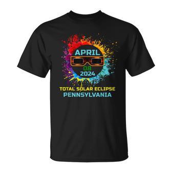 Total Solar Eclipse Pennsylvania Colorful Eclipse 040824 T-Shirt - Monsterry