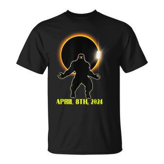 Total Solar Eclipse Sasquatch Wearing Solar Eclipse Glasses T-Shirt - Monsterry
