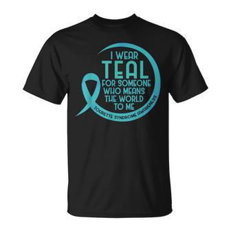 Tourette Syndrome Awareness Teal Ribbon I Wear Teal For T-Shirt - Monsterry