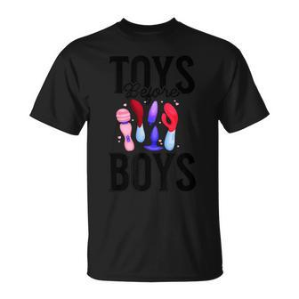 Toys Before Boys Adult Humor Women's Embarrassing T-Shirt - Seseable