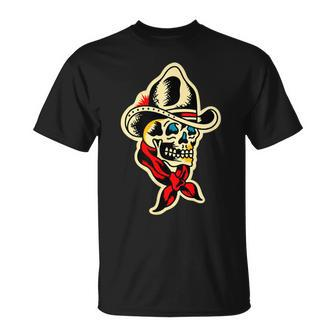 Traditional Cowboy Skull Tattoo T-Shirt - Seseable