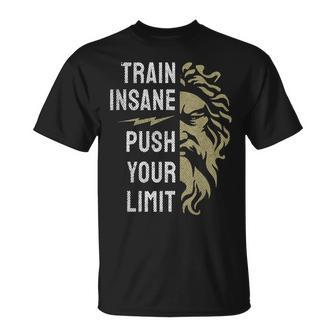 Train Insane Push Your Limit Spartan Workout Bodybuillding T-Shirt - Monsterry UK