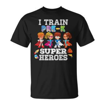 I Train Pre-K Superheroes Back To School Teacher Kid T-Shirt - Monsterry UK