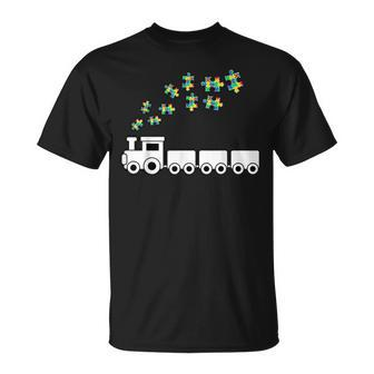 Train Puzzle Piece Colorful Cool Autism Awareness T-Shirt - Monsterry