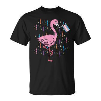 Transgender Flag Flamingo Lgbt Trans Pride Stuff Animal T-Shirt - Monsterry CA