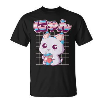 Transgender Pride Kawaii Cat Strawberry Milk Trans Flag T-Shirt - Monsterry DE